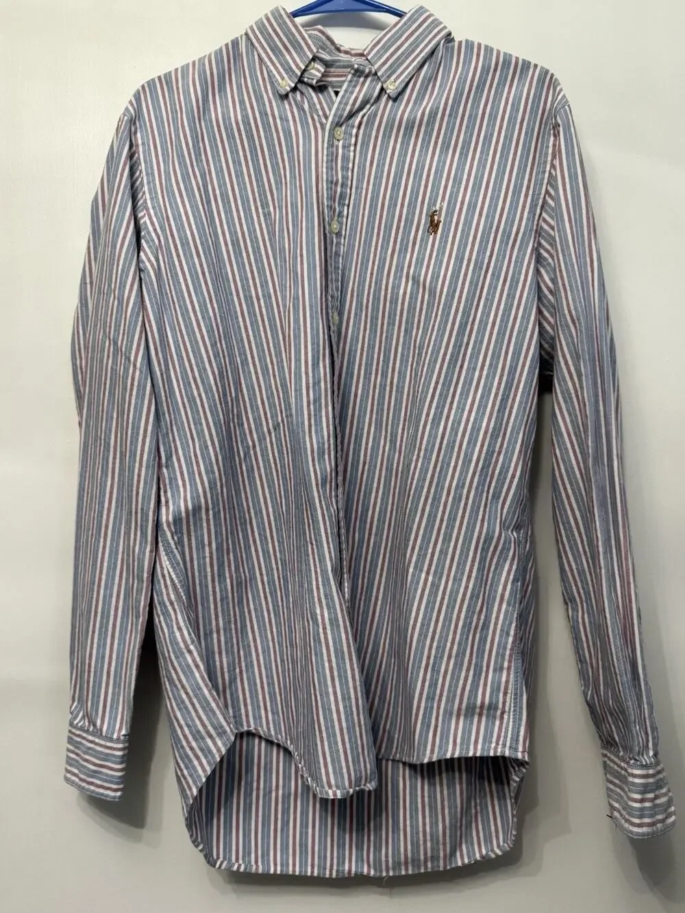 Polo Ralph Lauren Classic Fit Flesh Pony Logo Mens M Striped Button Down Shirt